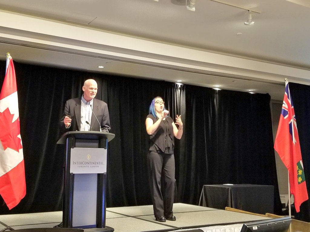 AccessibleMedia's tweet photo. AMI's honoured to share the stage with Minister @TracyMacCharles @JimKyte @LivMendelsohn at today's #accessibility forum. #comm_a11yForum ♿️ https://t.co/M87TjTHlMu