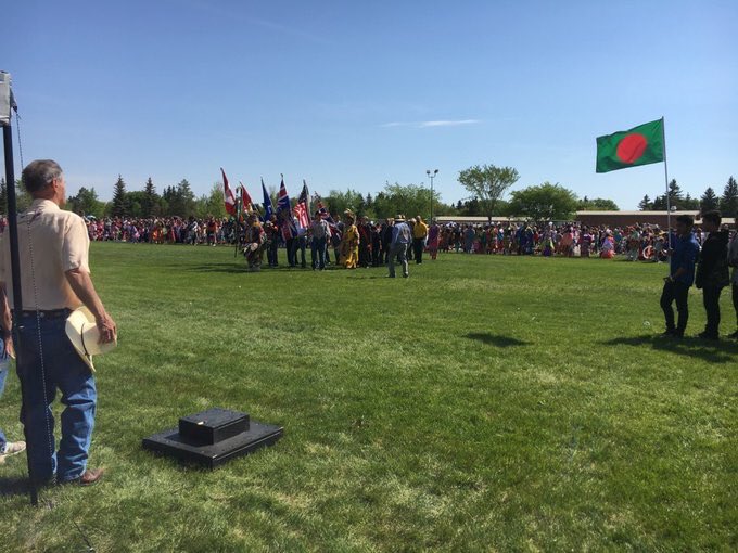 Very honoured to be in the powwow grand entry with these young cadets, many elders &amp; leaders from our community! #yxe #sasked #powwow