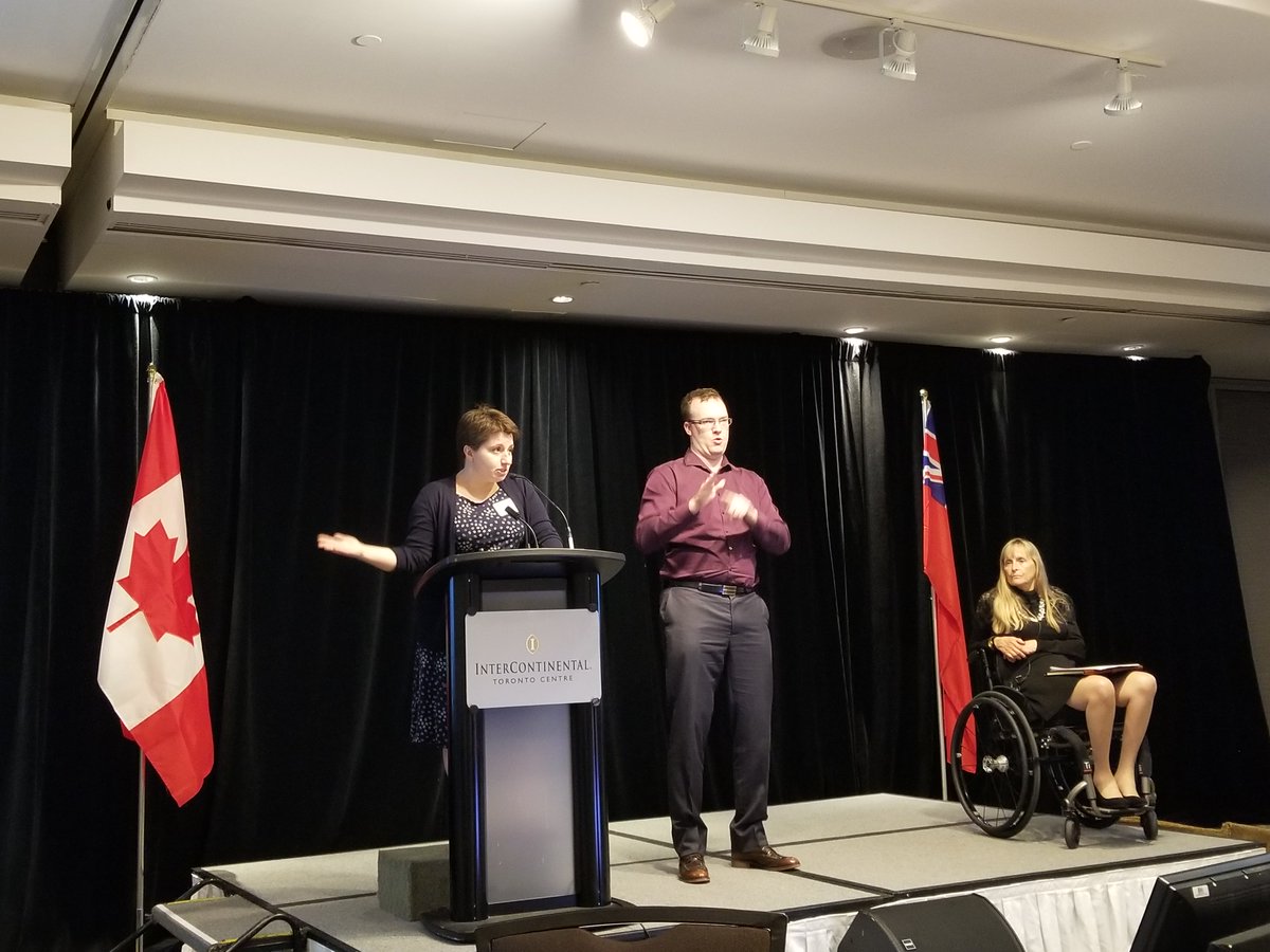 AccessibleMedia's tweet photo. AMI's honoured to share the stage with Minister @TracyMacCharles @JimKyte @LivMendelsohn at today's #accessibility forum. #comm_a11yForum ♿️ https://t.co/M87TjTHlMu