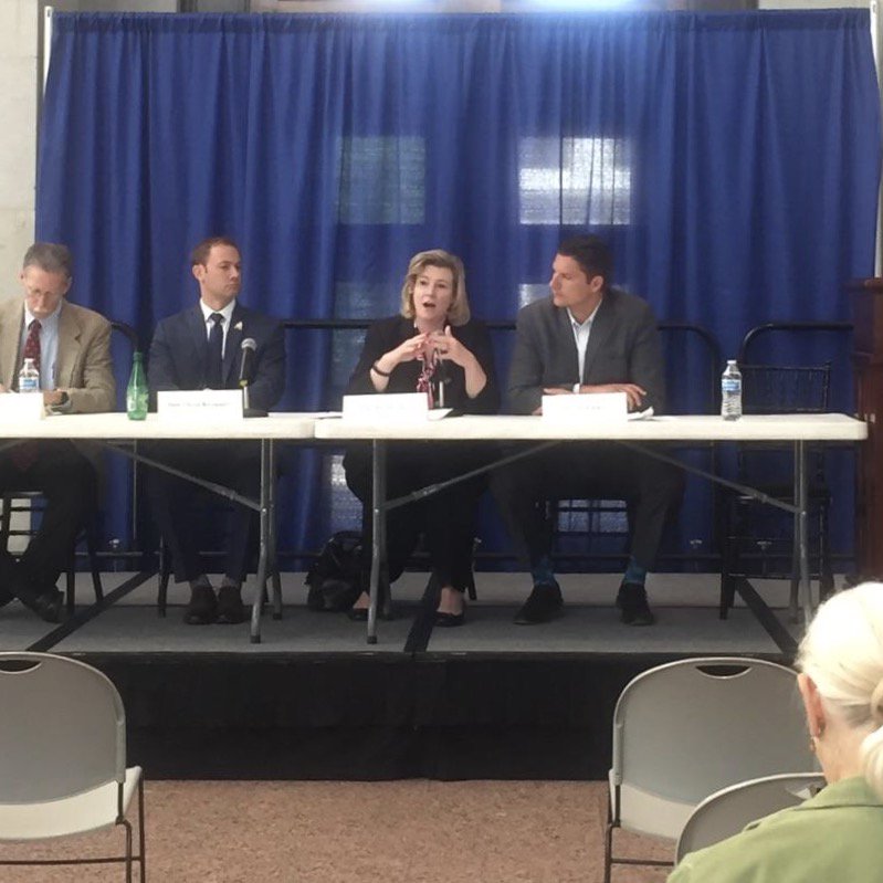 nanwhaley's tweet photo. W/Lorain @MayorChase & C-bus City Council Pres @zmklein @OhioStatehouse to discuss the state's continued cuts to local communities #OSDForum https://t.co/2piJS1q39y