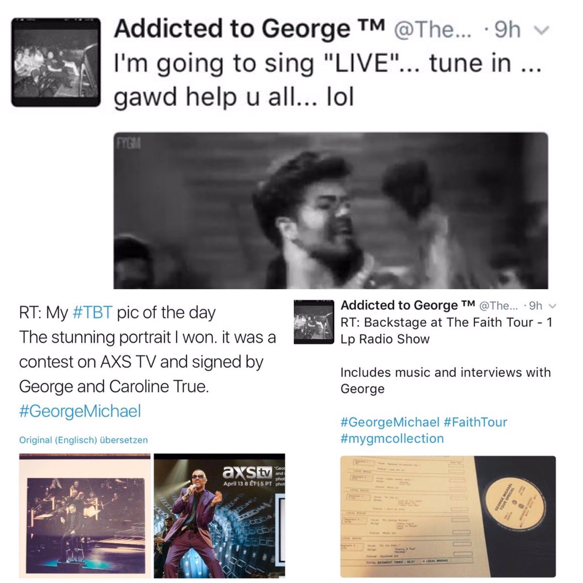 MsAJF's tweet photo. George Michael stood for peace, love and equality not "me me me" or "look at what I have"! The photos speak for themselves. #BuyLegit https://t.co/QskjwwtLEB
