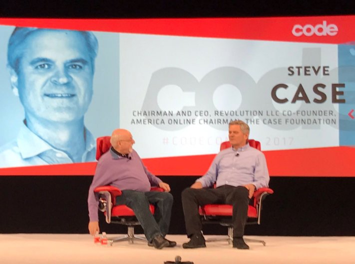 Bill_Gross's tweet image. "When we started in 1985, 3% of America was online, and for only 1 hour per week, so we've come a very long way." Steve Case at #CodeCon