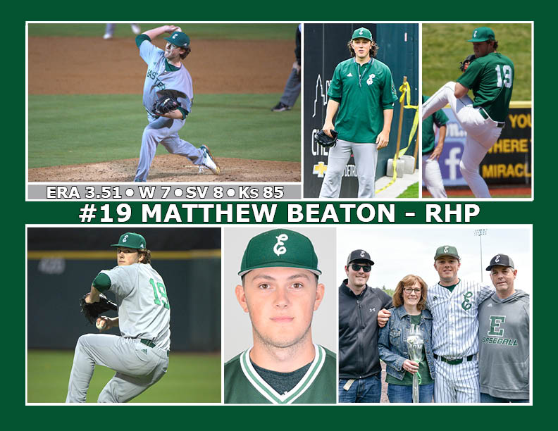EMU_Baseball's tweet photo. Next is @Beaton_48! The 3-time Academic All-MAC honoree's 8 career saves &amp; 3.51 ERA both rank 8th all-time. Thank you Beat! #EMUBats https://t.co/aAGwq9oiMc