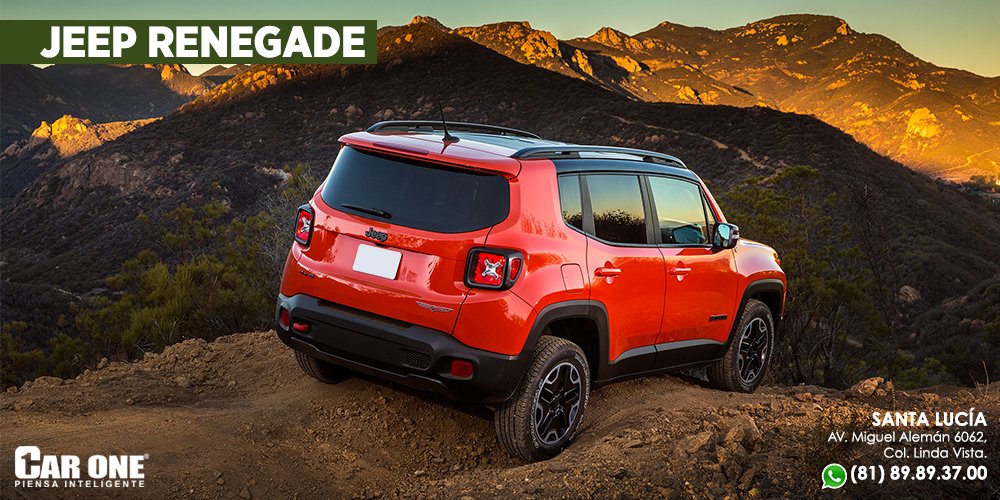 ChryslerCarOne's tweet photo. Conquista todos los caminos en tu nueva Jeep Renegade 2017, ¡ya disponible para ti! WhatsApp ✆ (81) 8989.3700 https://t.co/wTusoRTZTD