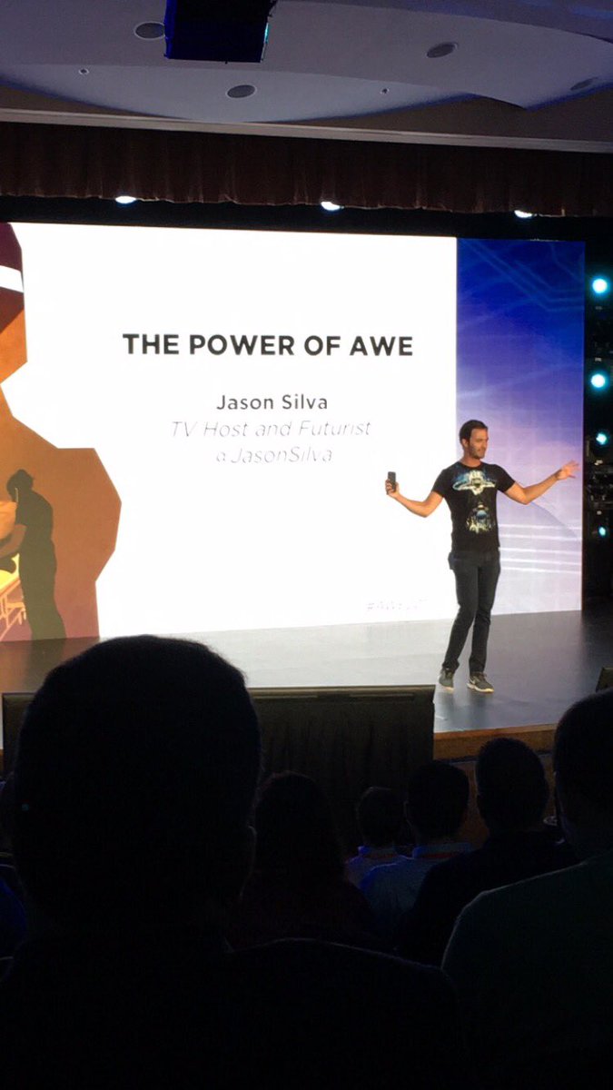 shmallick's tweet photo. "Imagine a VR or AR experience that allows you to swallow the cosmos"  -@JasonSilva hyped for a real-life "Contact" #AWE2017 https://t.co/bfpbxHwwCK