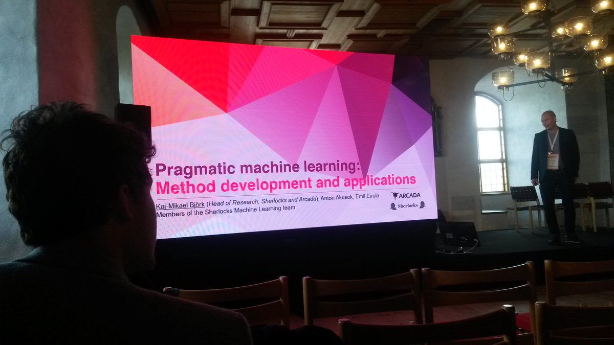 pwistbac's tweet photo. Lots of inspiring and illuminating talks at the Sherlocks #machinelearning track at #theshiftfi business festival. @silobrain @infolytika https://t.co/EfIH7NfmXs