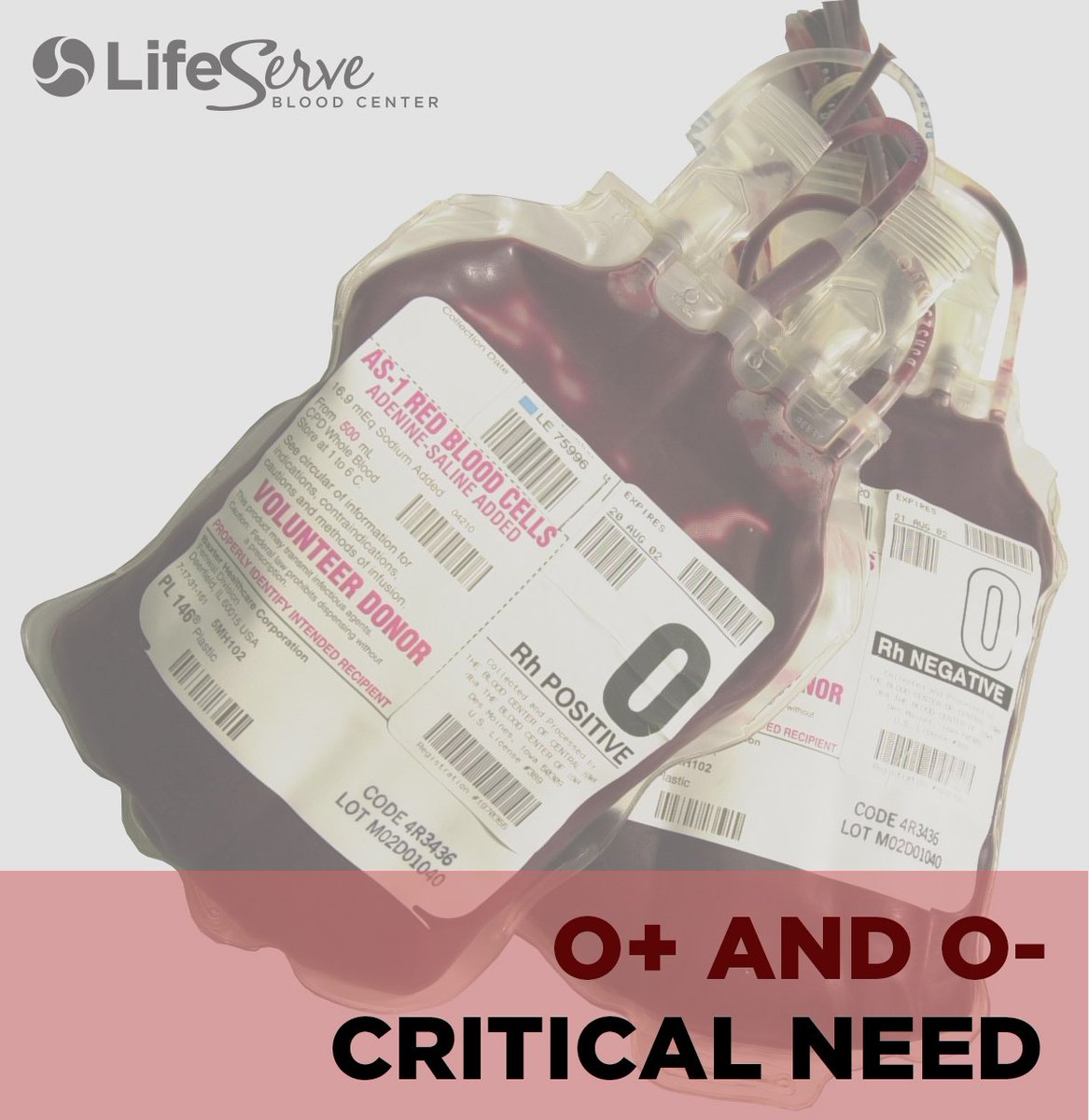 LifeServeBldCtr's tweet photo. PLEASE GIVE: Our O+ and O- blood supply is critically low. We need 400 donations to bump us up to the 4-5 day supply! https://t.co/PmyrTBSnrb