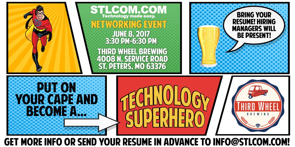 STLCommInc's tweet photo. There's just one week left before the 6/8 https://t.co/nPBggU4zRG networking event at @ThirdWheelBrew! #STLTechHero https://t.co/MK5nbYL9KZ https://t.co/NkNUBbixbi