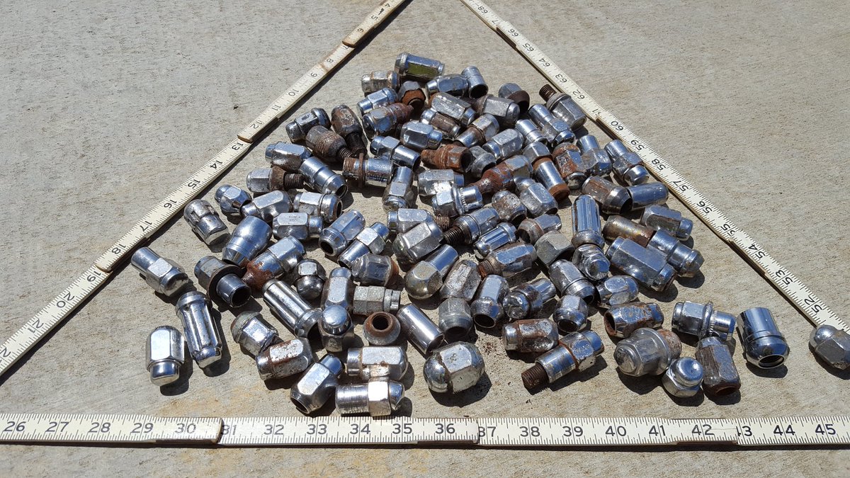 BradMaisto's tweet photo. I found my lugnut collection, all found while jogging! #MaistoMountain #lugnuts #DanRiley https://t.co/iGAeTbpMGr