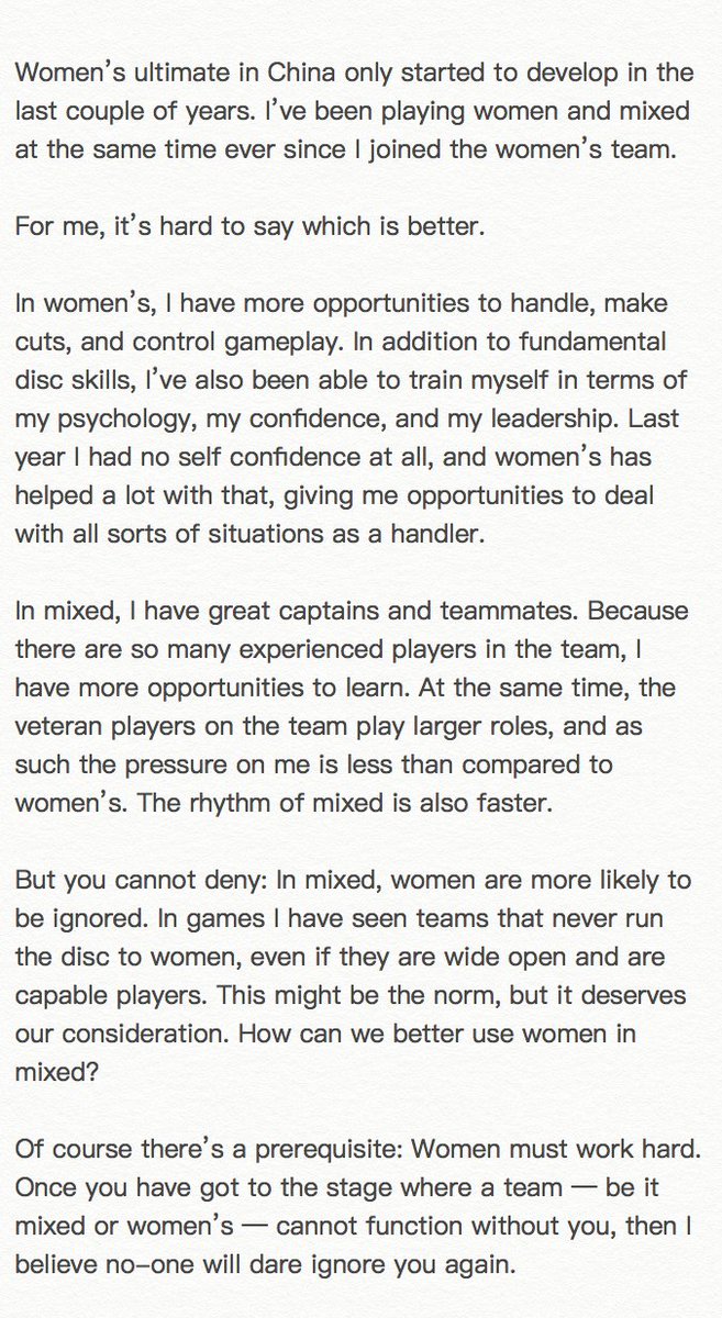being_ulti's tweet photo. Jessie Yu, a good friend and captain of China's first ever women's team Sirens, shared with me her thoughts on playing both womens and mixed https://t.co/7RT6MPkTOf