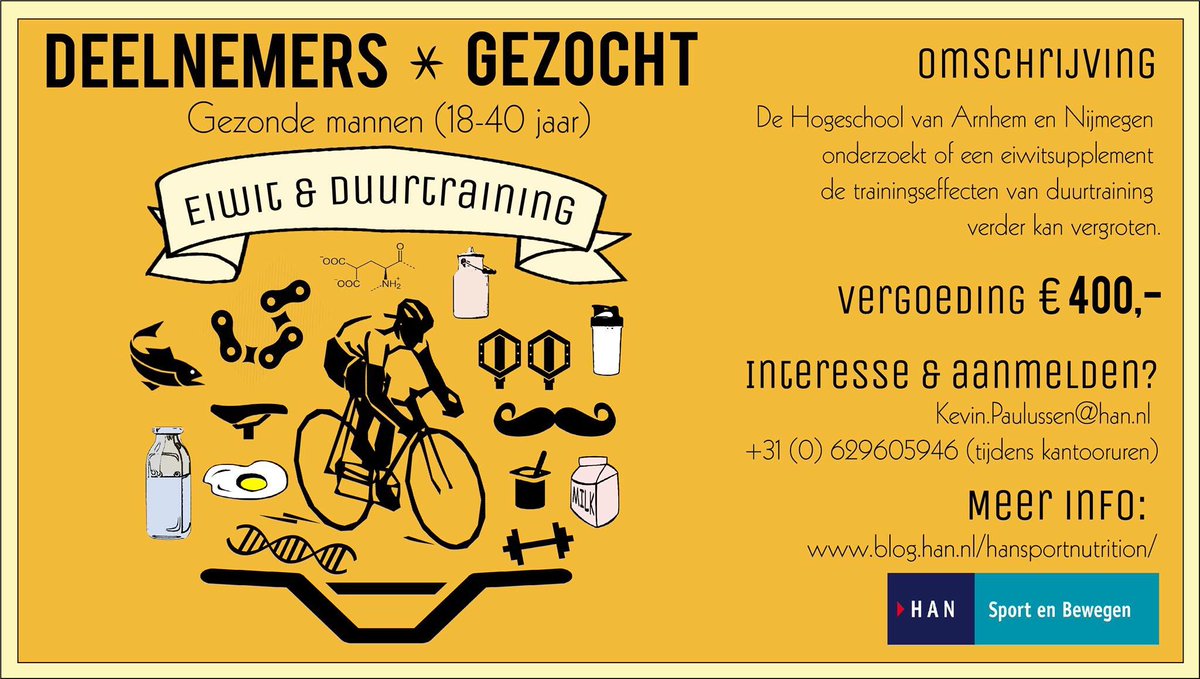 Kristin Jonvik (@kristinjonvik) on Twitter photo Je conditie verbeteren? Doe mee aan onze 12-weekse trainingsstudie! <a href="/HANSportBewegen/">HAN Sport en Bewegen</a> <a href="/HANsportnutr/">HAN Sport & Nutrition</a> <a href="/HANnl/">HAN University of Applied Sciences (HAN)</a> #eiwit #fietsen Je conditie verbeteren? Doe mee aan onze 12-weekse trainingsstudie! <a href="/HANSportBewegen/">HAN Sport en Bewegen</a> <a href="/HANsportnutr/">HAN Sport & Nutrition</a> <a href="/HANnl/">HAN University of Applied Sciences (HAN)</a> #eiwit #fietsen
