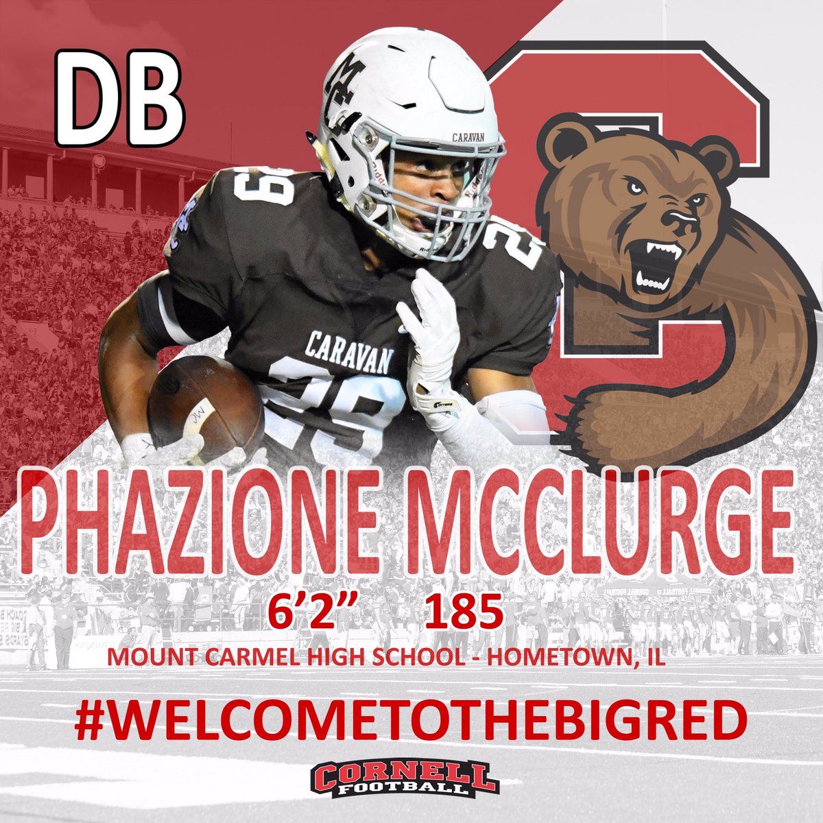 BigRed_Football's tweet photo. #WelcomeToTheBigRed @Phazo_29 #Team130 #Cornell2021🔴⚪️🐻🏈 https://t.co/QnZAVtjt29