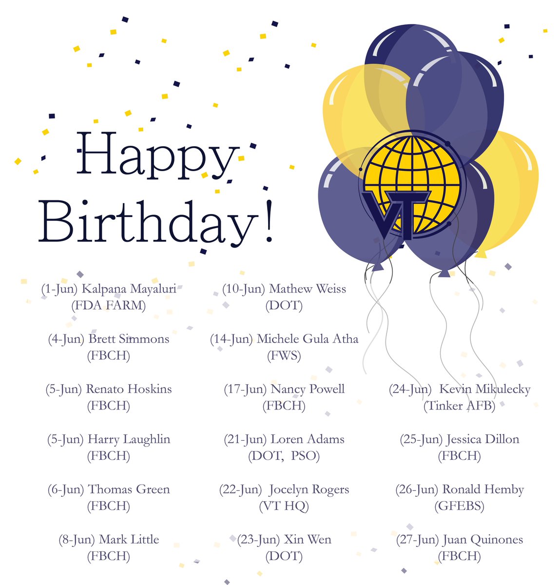 VersaTechToday's tweet photo. VersaTech Celebrates June Team Birthdays! #VTToday https://t.co/xL6t9bUpMg