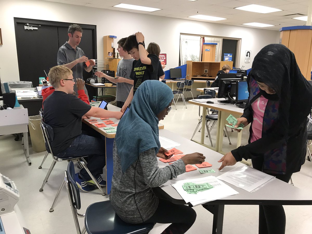 Stock Market simulation in Mr. Applen's TCI classroom today!  Connecting to real world concepts--awesome! <a href="/FriedellMiddle/">Friedell Falcons</a>