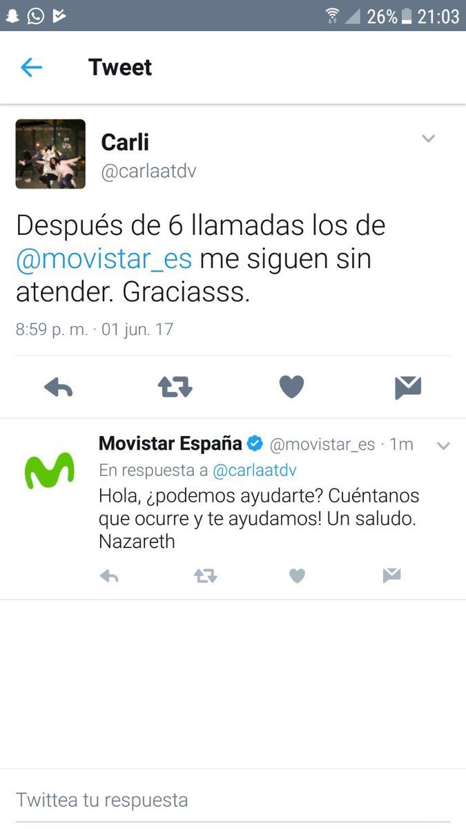 carlaatdv's tweet photo. Pa que te cojan en moviestar quejaos en Twitter funciona seguro 😂😂 https://t.co/JOhHxHayqV