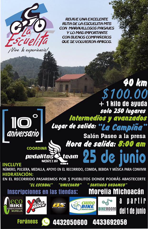 pedalitos_m's tweet photo. Estamos de fiesta y tenemos 250 lugares para que festejes con nosotros los 10 años de #Pedalitos Te sugerimos te registres ya. #MTB #Morelia https://t.co/MVDJYoCywr