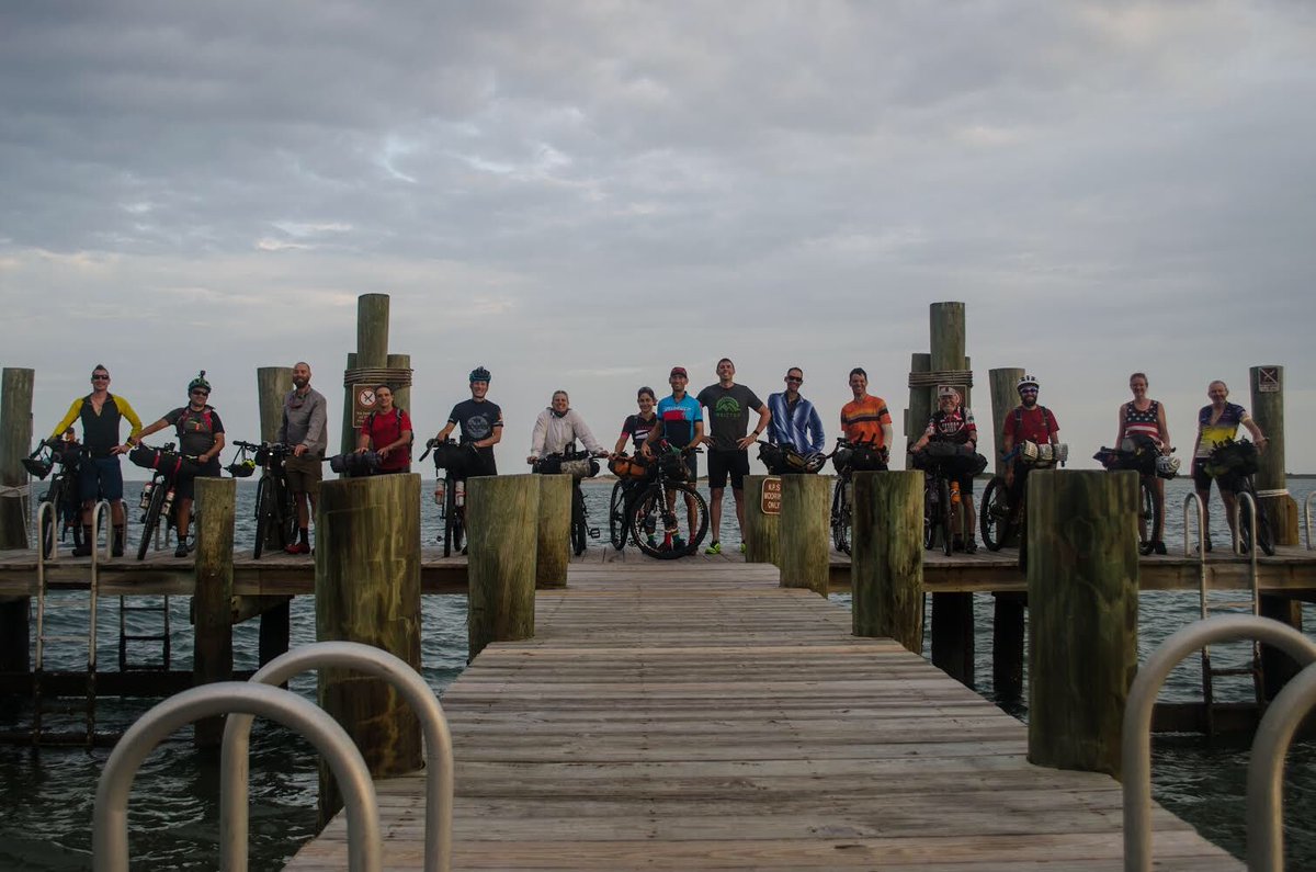 bikepackersteam's tweet photo. 13 brave souls set off from Cape Lookout, NC for the first annual 5000 mile race along the @americantrail today. 📷: Lina Rice https://t.co/QvCTxVAVuP
