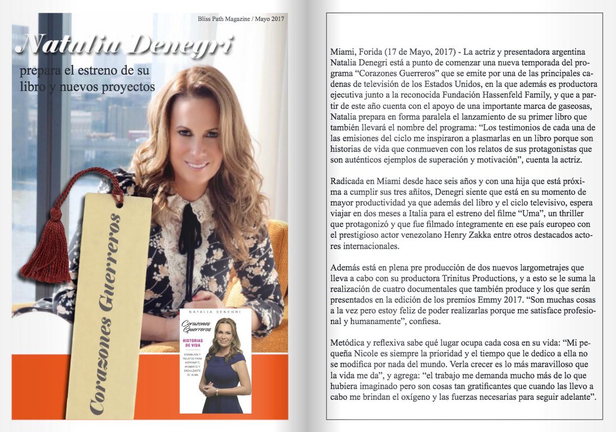 LatinIconos's tweet photo. Parte #1:
Nota y portada de @natydenegri en la revista bilingue #BlissPath!
https://t.co/4JvndqvfdS https://t.co/4jDxUof0XU
