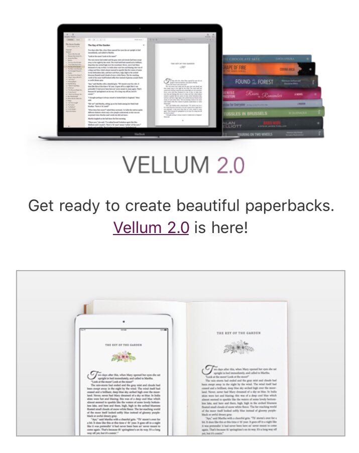 thecreativepenn's tweet photo. Woohoo! Vellum for print formatting is here :) I'm a fan! https://t.co/Xpq8xrE8hI https://t.co/0QShlDHLie