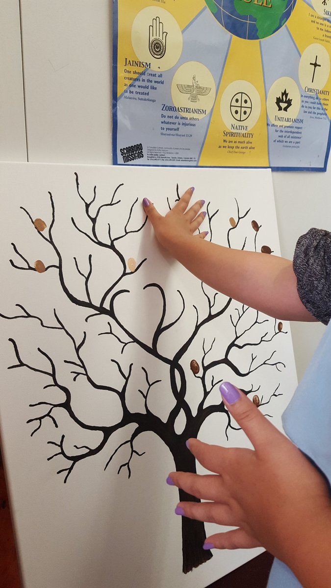 BendaleJuniorPS's tweet photo. The start of our Peace Tree. Can't wait to see the finished 450 diverse &amp; unique finger prints. @PeaceTreeDay "if we are to create peace..." https://t.co/YCOqwn7YON