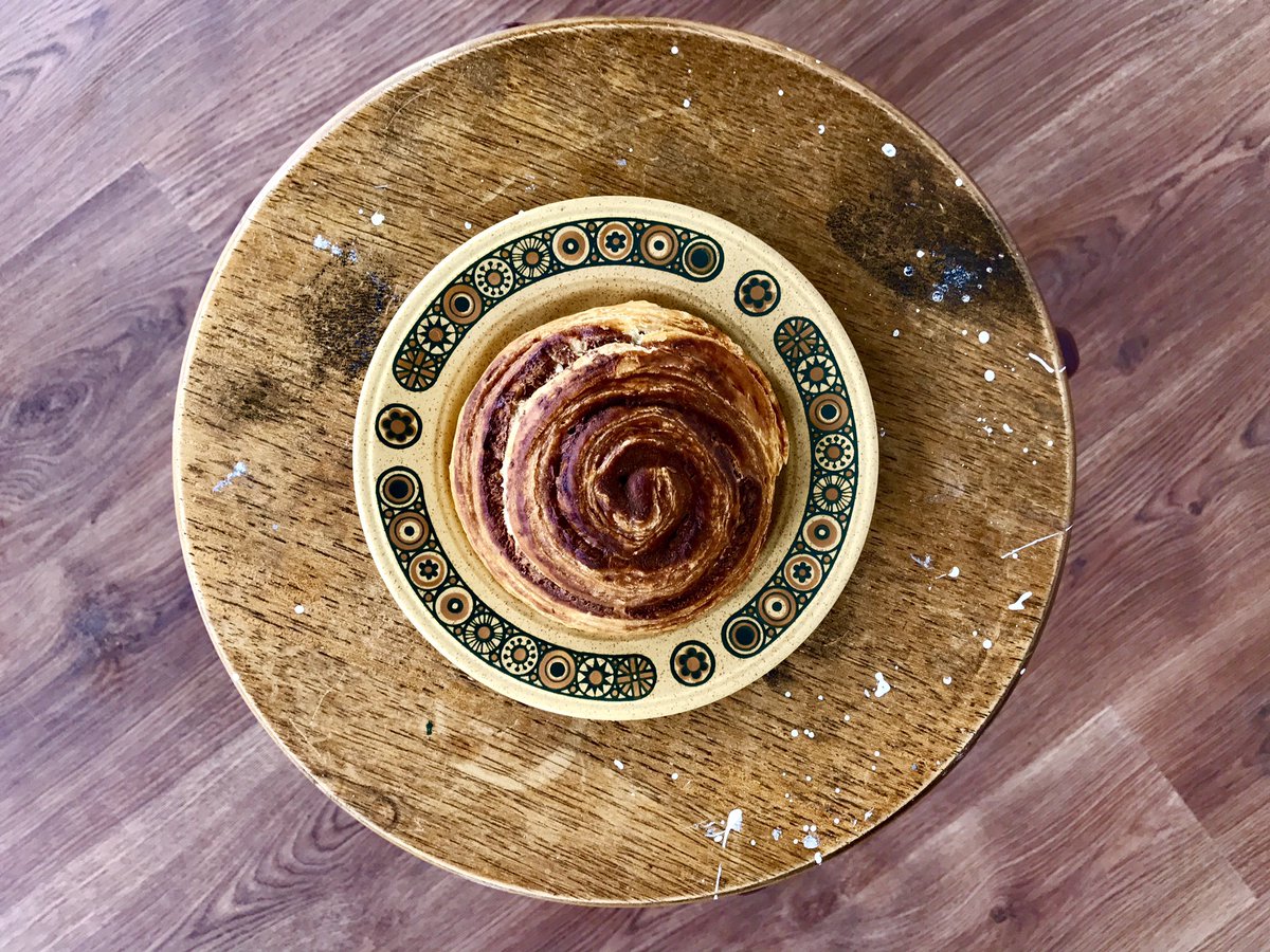 LadyBarefoot_J's tweet photo. On location shooting with @MossWorks for the #PurePac media campaign, but @amusecoffeeco's cinnamon brioche bun is a work of art! https://t.co/wM7HjnfW91