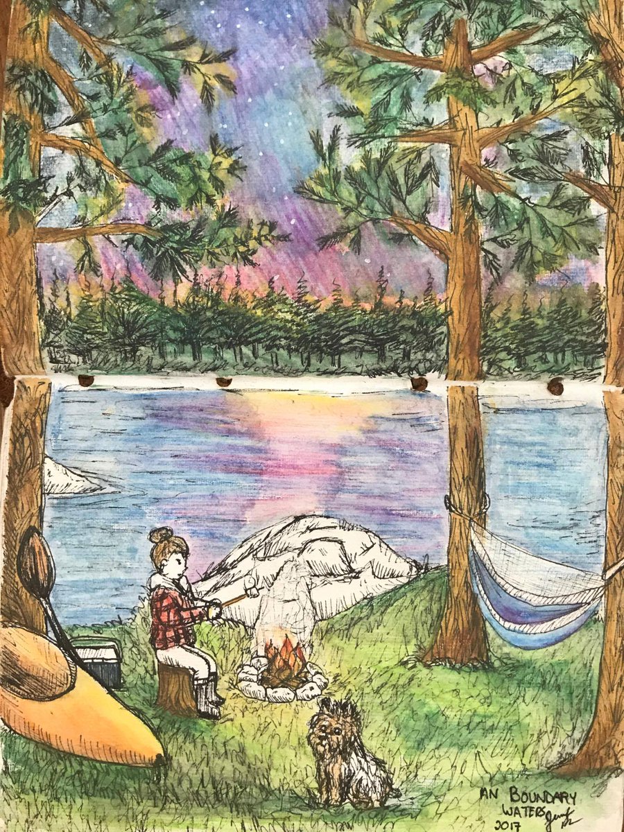 playfullyrefine's tweet photo. Too much awesomeness last week backcountry traversing the boundary waters of Minnesota;  #artjournal, #carandache @sketchbox, @caran_dache https://t.co/GLuvxSsvxY