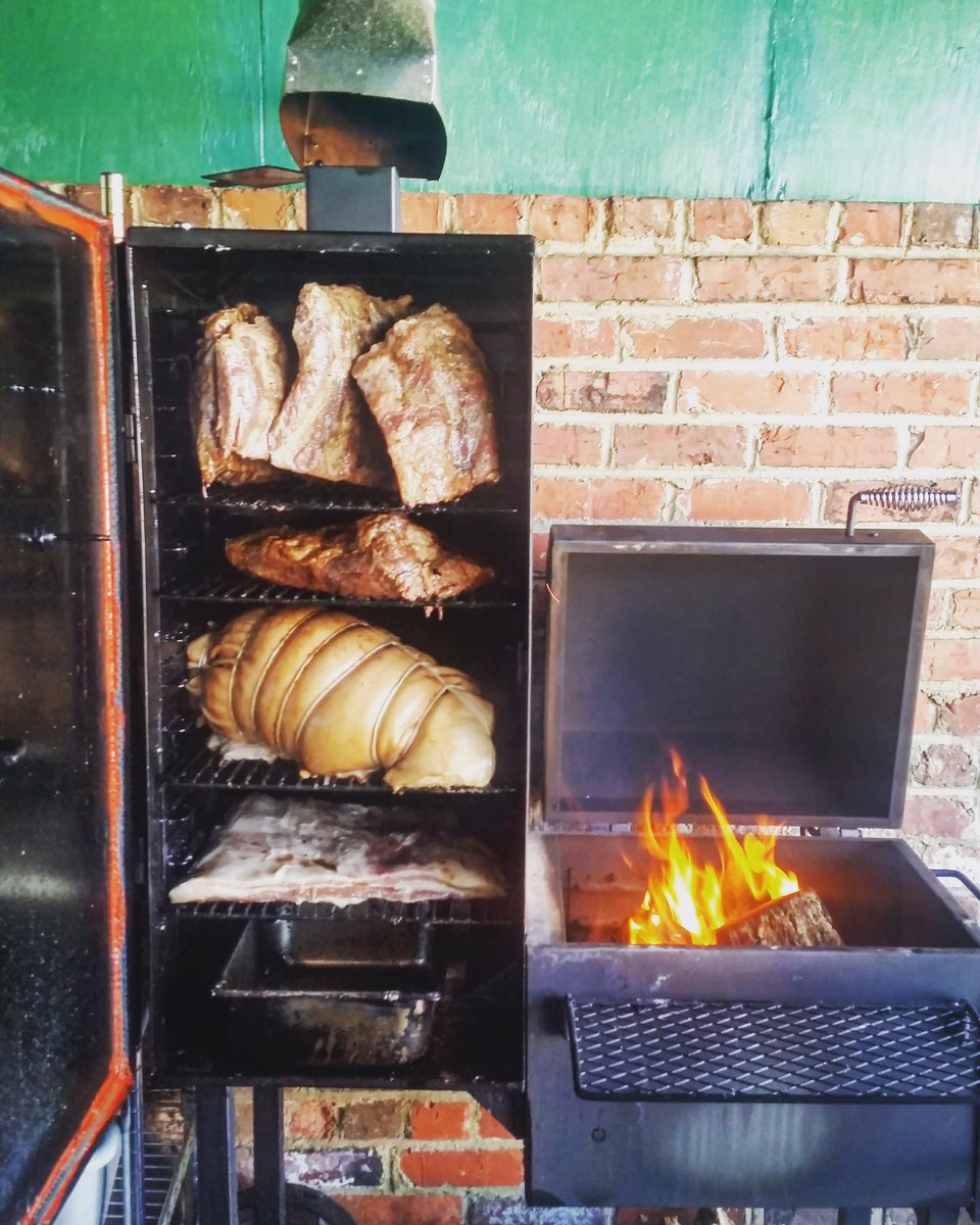 A sight for sore eyes! All #local, all #housecured #beef #ribs and #brisket, city #ham, and #bacon. #rva #bbq #eatrva #rvadine