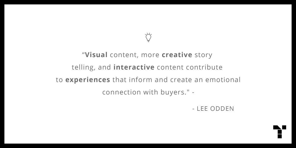 tiledco's tweet photo. Are you using interactive content to create a connection with your buyers? Quote via @leeodden. #Sales #ContentEnablement #SalesTools https://t.co/SH8eIeFLcl