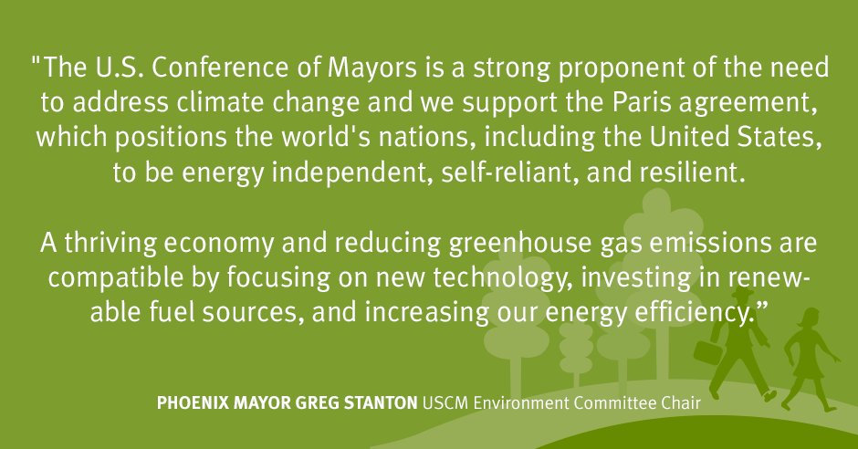 usmayors's tweet photo. U.S. Mayors Strongly Oppose Withdrawal From Paris Climate Accord https://t.co/8L6GDboelN #ActOnClimate https://t.co/J0uV3xgInY