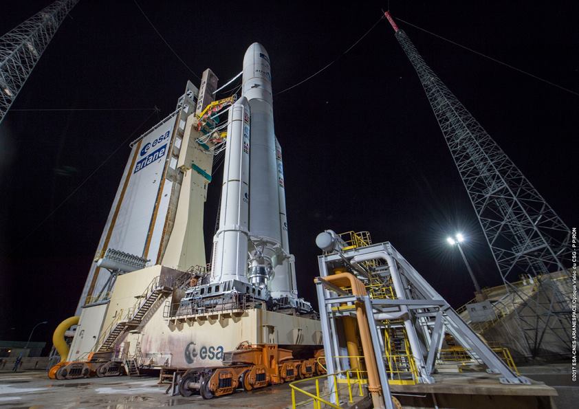 Ariane 5 rocket launch set for 7:45pm EDT (2345 GMT) tonight with two high-power communications satellites. Watch: spaceflightnow.com/2017/06/01/va-…