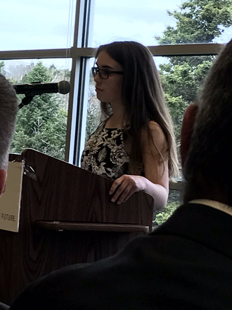 hthtigers's tweet photo. Grade 7 student Sierra Murphy presenting her Essay that earned her Honorable Mention in the Turning Points Competition. #TurningPointsTLP https://t.co/R6dmPMKPln