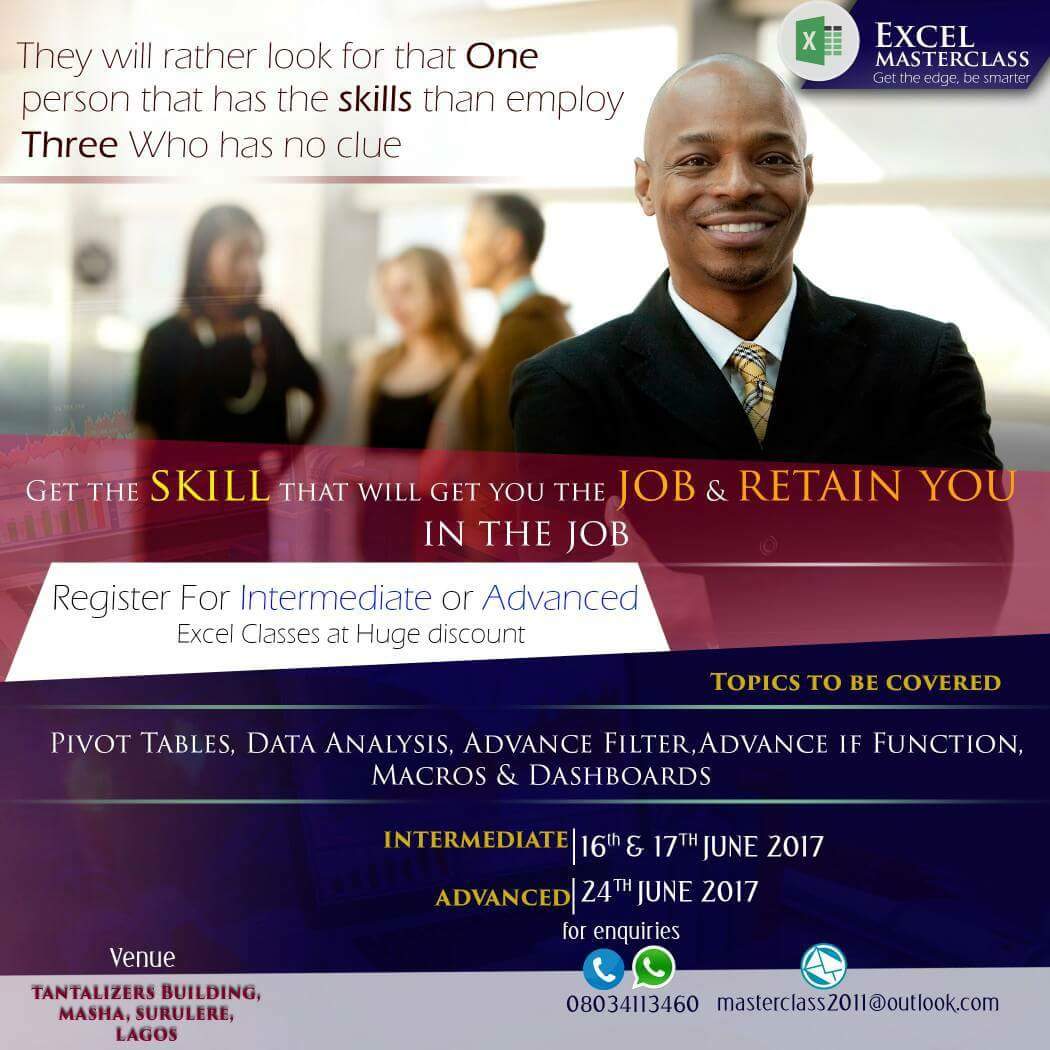 keshdel's tweet image. The best gift u can give your career is to sharpen your #skills register for #Excelmasterclass Lagos. 30k is the fees #Excelmasterclass