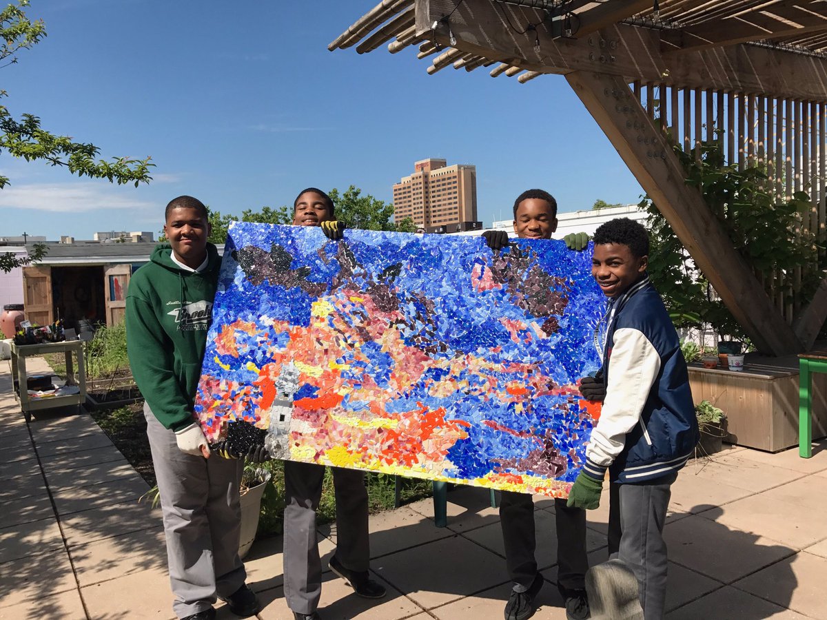 Each year the graduating class leaves behind a legacy project for the garden.  Thanks  #Mosaic #3 <a href="/GlassRoots/">GlassRoots</a> <a href="/EcoSpacesEd/">ecospaces education</a> <a href="/philipsednj/">Philip's Education</a>