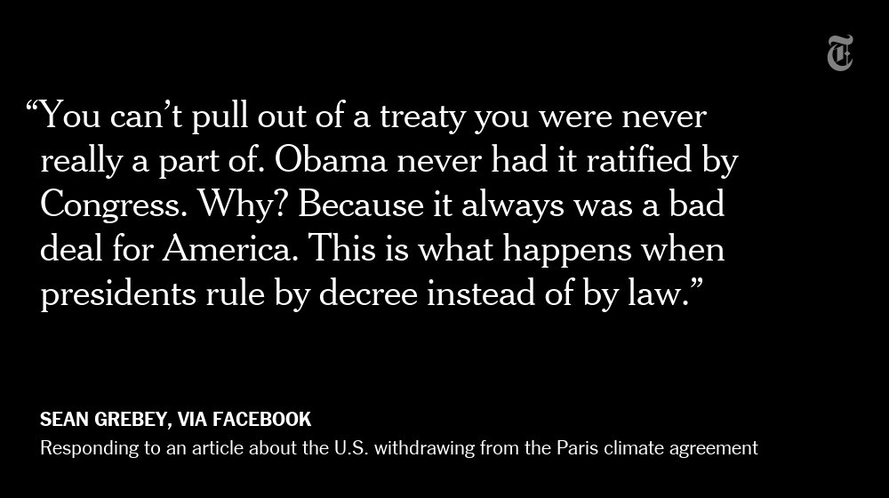 nytimes's tweet image. Another reader's response to an article on the U.S. withdrawal from the Paris climate accord nyti.ms/2su0m4M