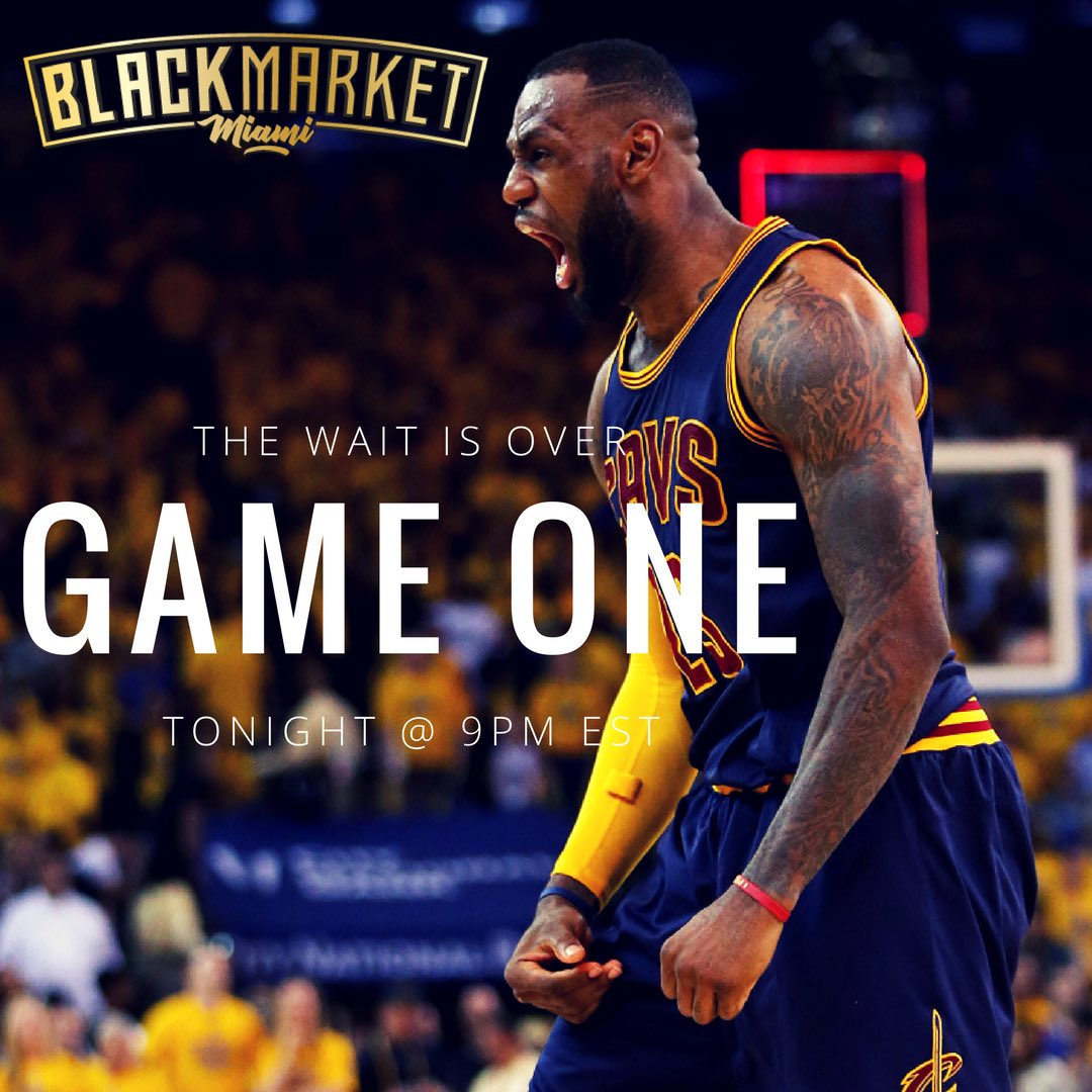 WeAreRedRabbit's tweet photo. Game One of the NBA Finals TONIGHT at @BlackMarketMIA ... Come TURN UP!!! https://t.co/49Aa8zk2xw