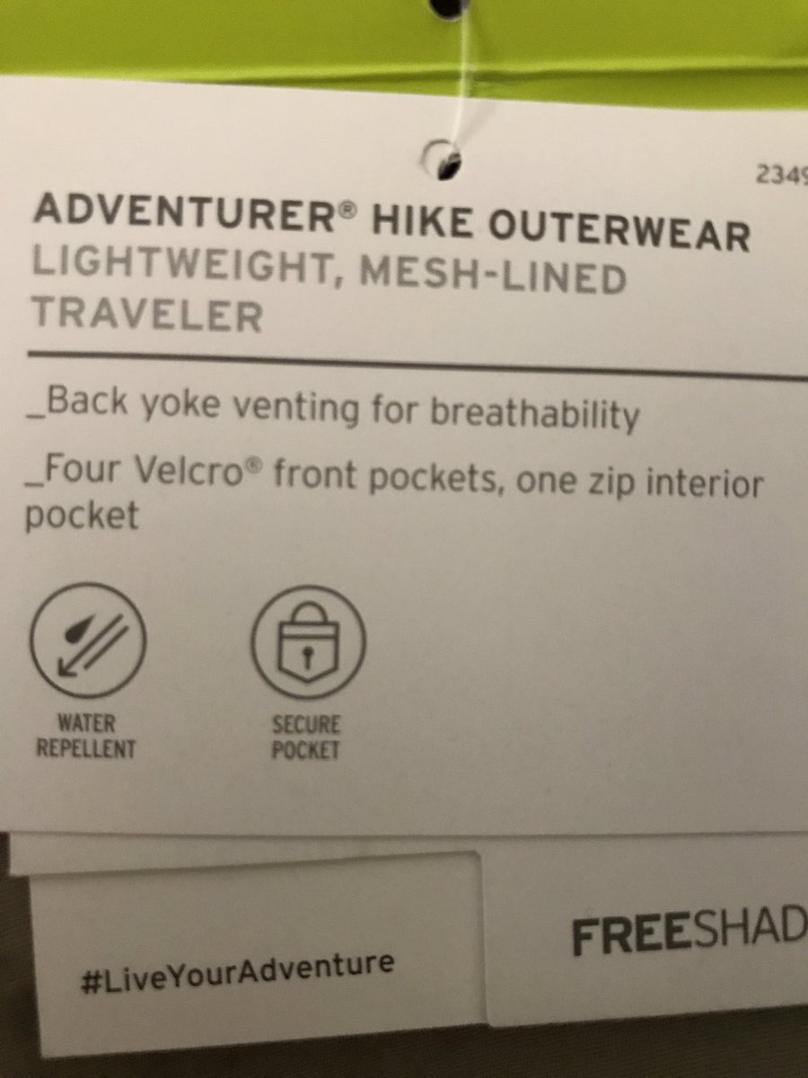 karaleedelmar's tweet photo. @eddiebauer I bought a vest this weekend. Tag says it has all of this, but the vest doesn't have it. Wondering if i paid the wrong price? https://t.co/jFY5ZOWBee