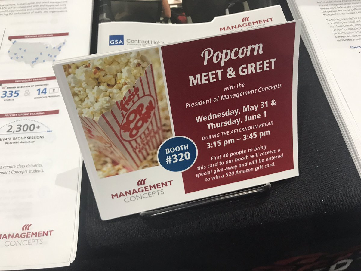 Mgmt_Concepts's tweet photo. Popcorn 🍿 is a pippin' at booth 320! Stop by and grab a bag! @asmctweets #PDI2017 https://t.co/R6JoDXBeIK