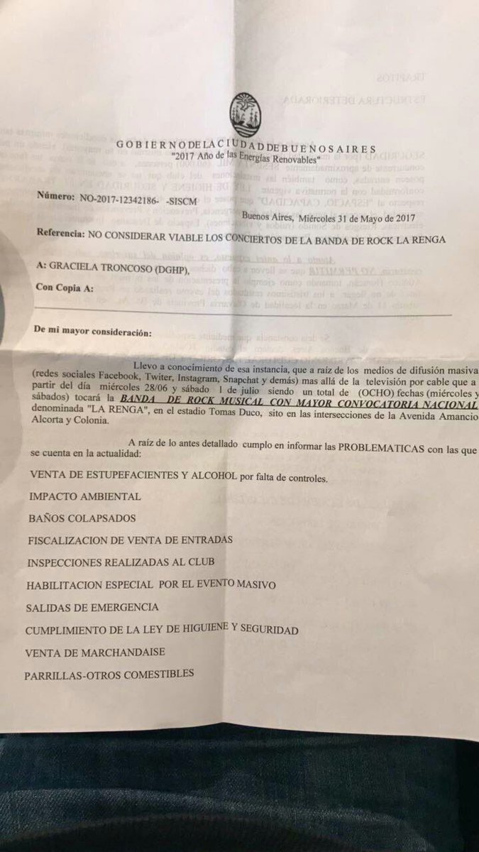 EnglobateAr's tweet photo. Decir la verdad, es parte del cambio necesario en Huracán.
GCBA NO autorizó recitales de la Renga.
#Queremos1ClubTransparente 
#Englobate https://t.co/GJQluIdkVt