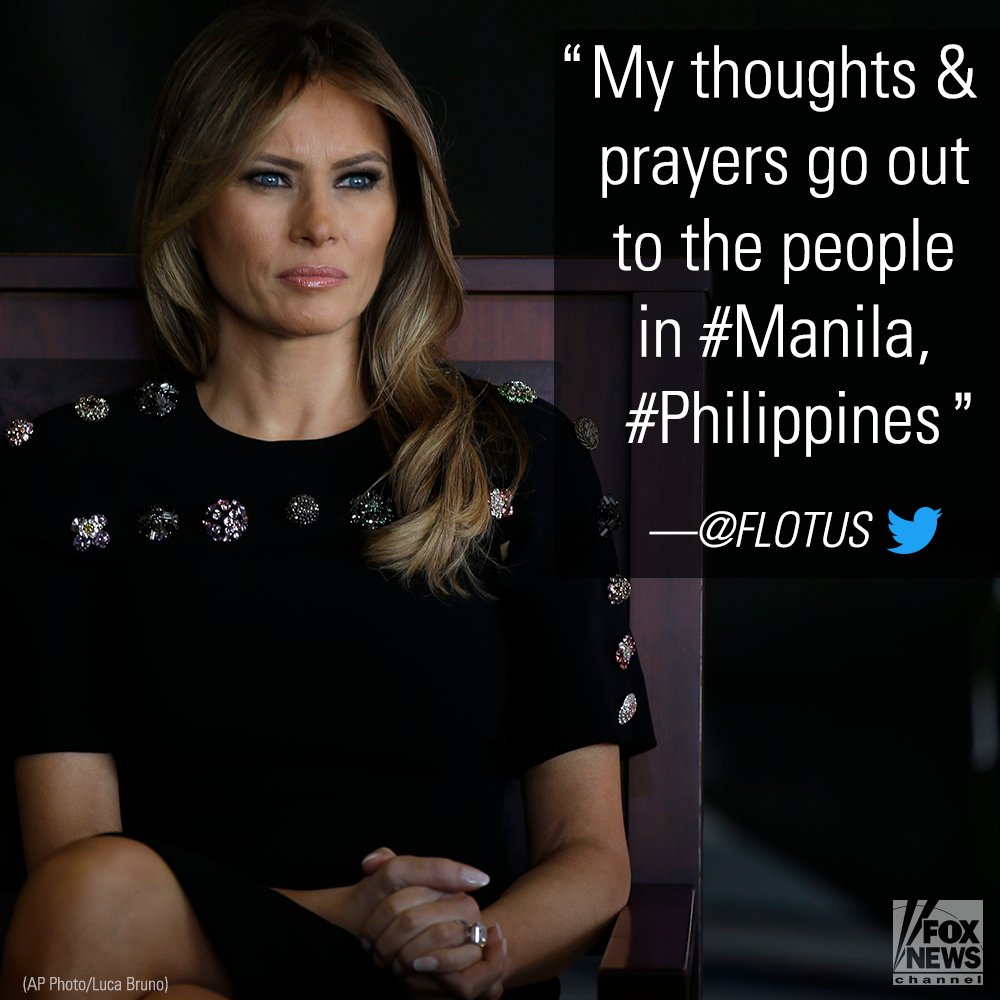 FoxNews's tweet photo. .@FLOTUS tweeted this message in the wake of an attack at @rwmanila. Dozens of people were reportedly injured. https://t.co/7x2GdNZahE https://t.co/CeQx2RRg56