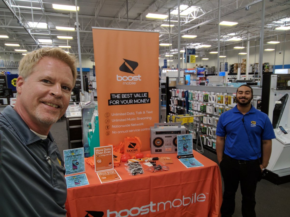 DougDscott30's tweet photo. Set up & ready to ROCK a BOOST day @ BBY56 Cedar Hill.... Come see us today, switch to Boost and get 1 month FREE service!! #BBYBoostDay https://t.co/vX3tBiWpnR
