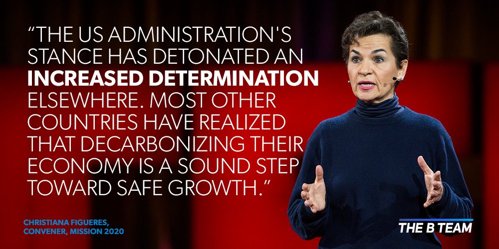 While President Trump’s decision today makes it harder - the move to #CleanEnergy economy is #Unstoppable ow.ly/xEXV30ceOkg <a href="/CFigueres/">Christiana Figueres</a>