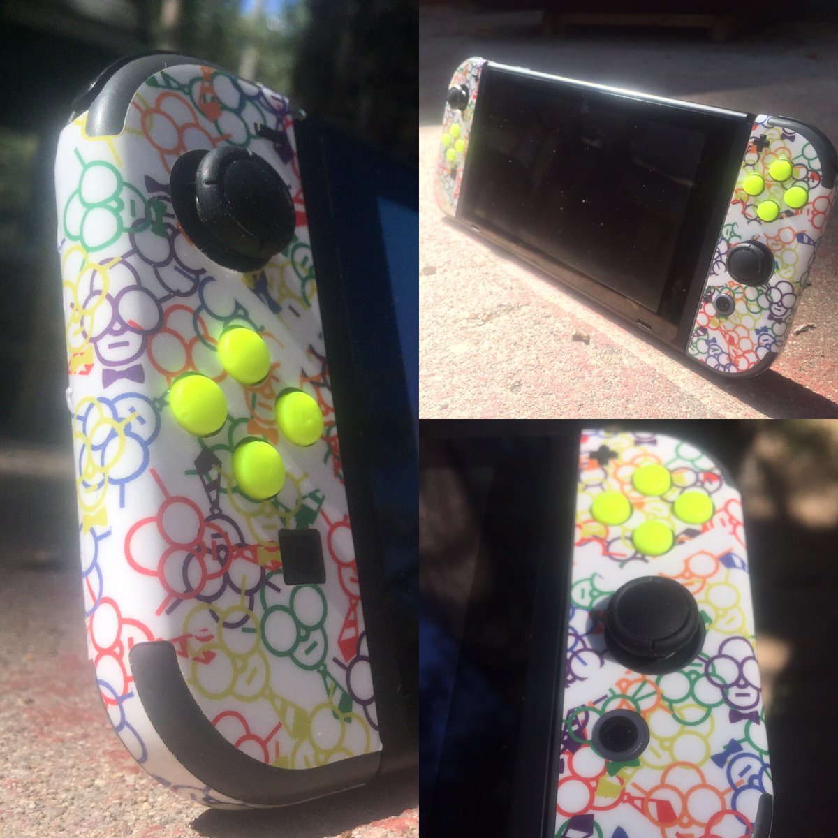 CL_YO's tweet image. @GrandPOOBear @drinafalopez still working on the joy con shells...in the meantime; more custom buttons. #nintendoswitch #customjoycon