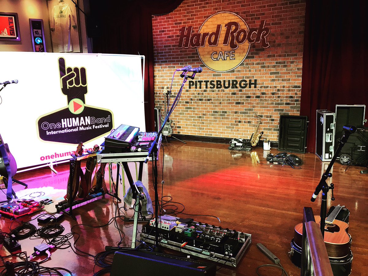 jderoover's tweet photo. About to rock the @hardrockcafe in #Pittsburgh as part of #OneHumanBand #International #Music #Festival. #livelooping #represent #canada https://t.co/XNFMOExqYK