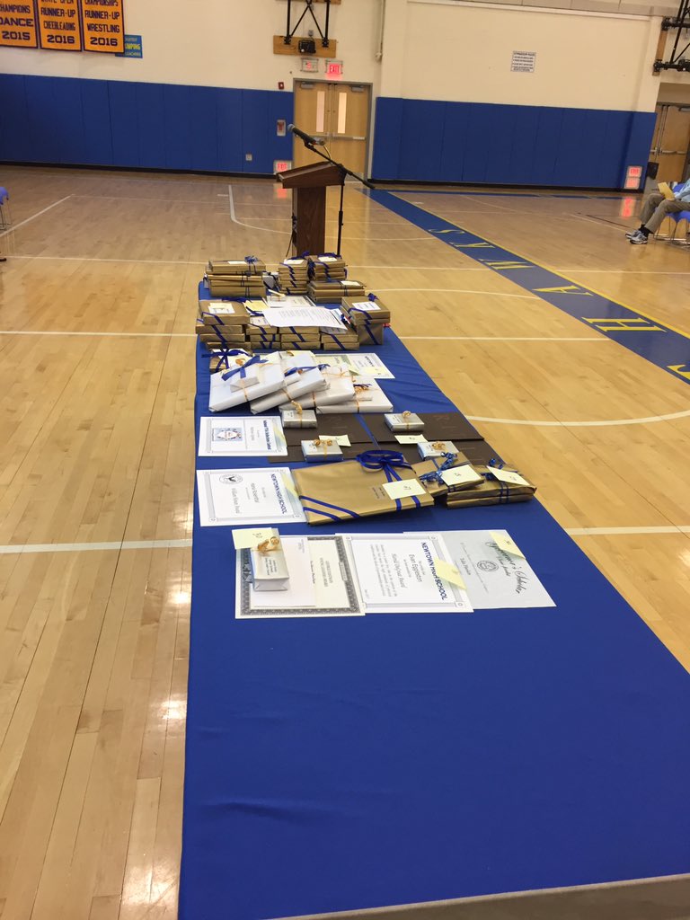 CCanfield100's tweet photo. All set to recognize excellent learning at #NewtownHS #AwardsNight. #recognition #highschool #excellence #achievement https://t.co/w04ZCUn7Vx