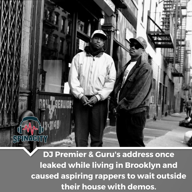 spinacitymusic's tweet photo. #TBT DJ Premier and Guru's address once leaked while living in Brooklyn and caused aspiring rappers to wait outside their house with demos. https://t.co/iOUFat7TLO