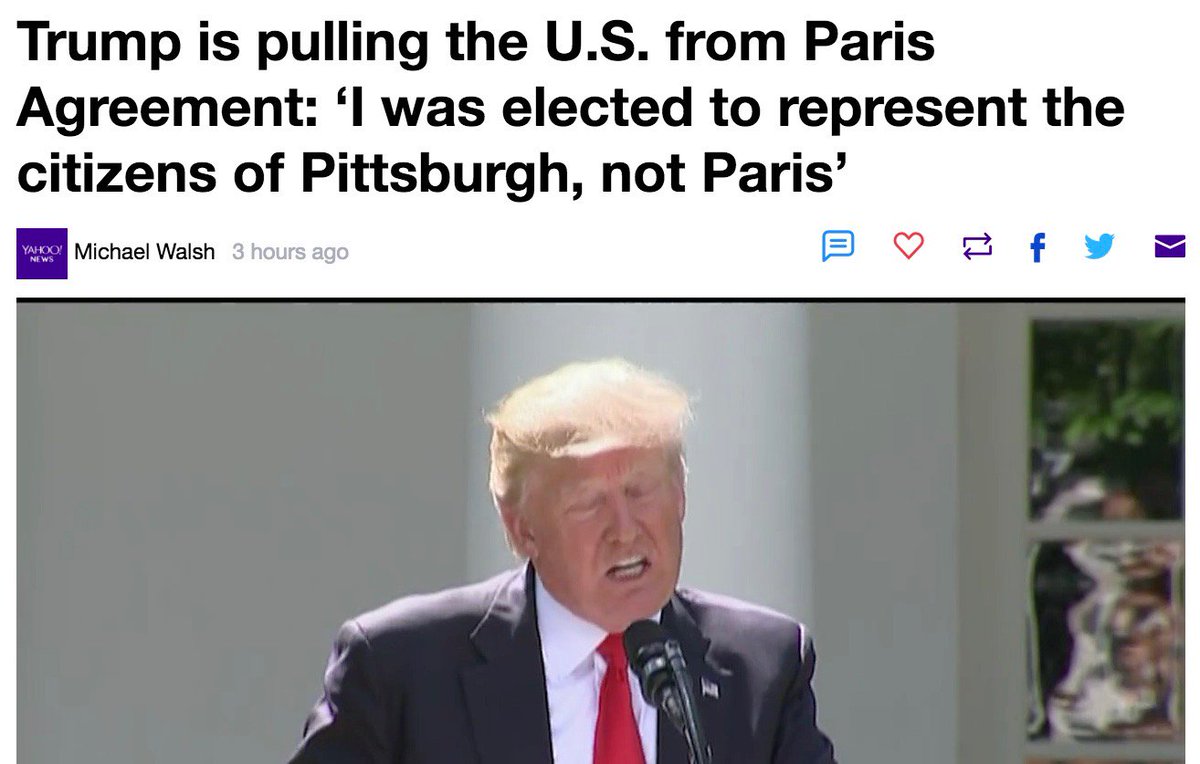 MrsssTrump's tweet photo. I might think I represent Pittsburgh, but Pittsburgh doesnt want me representing them. Sad!  #trump #maga #Pittsburgh #ParisAgreement https://t.co/E9IRaMukpr