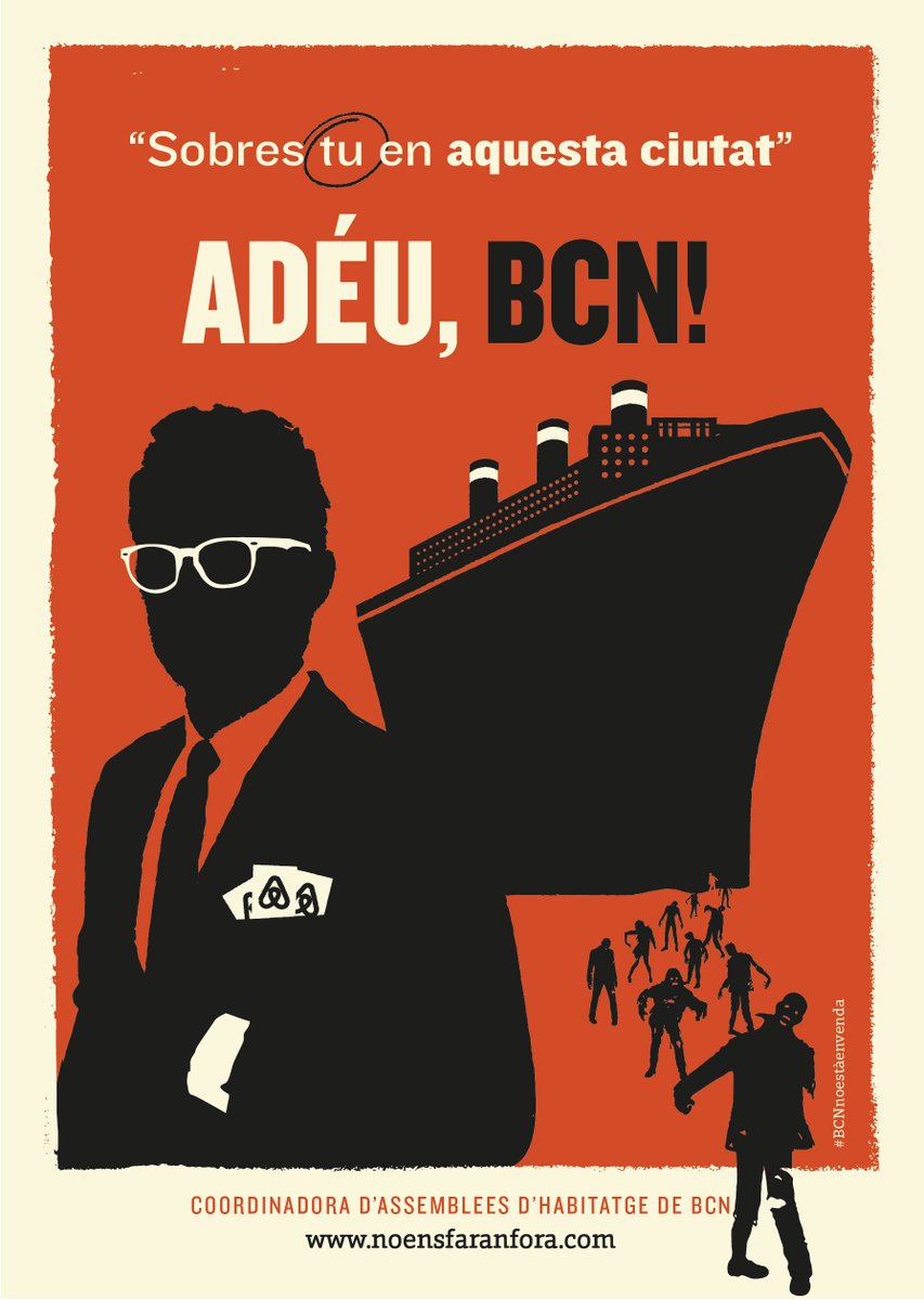 novarimaia's tweet photo. Ja estem fartes de veure com les nostres veïnes són reemplaçades per masses de turistes #AdeuBCN
 #NoEnsFanFora https://t.co/ZnJh2XrFM0