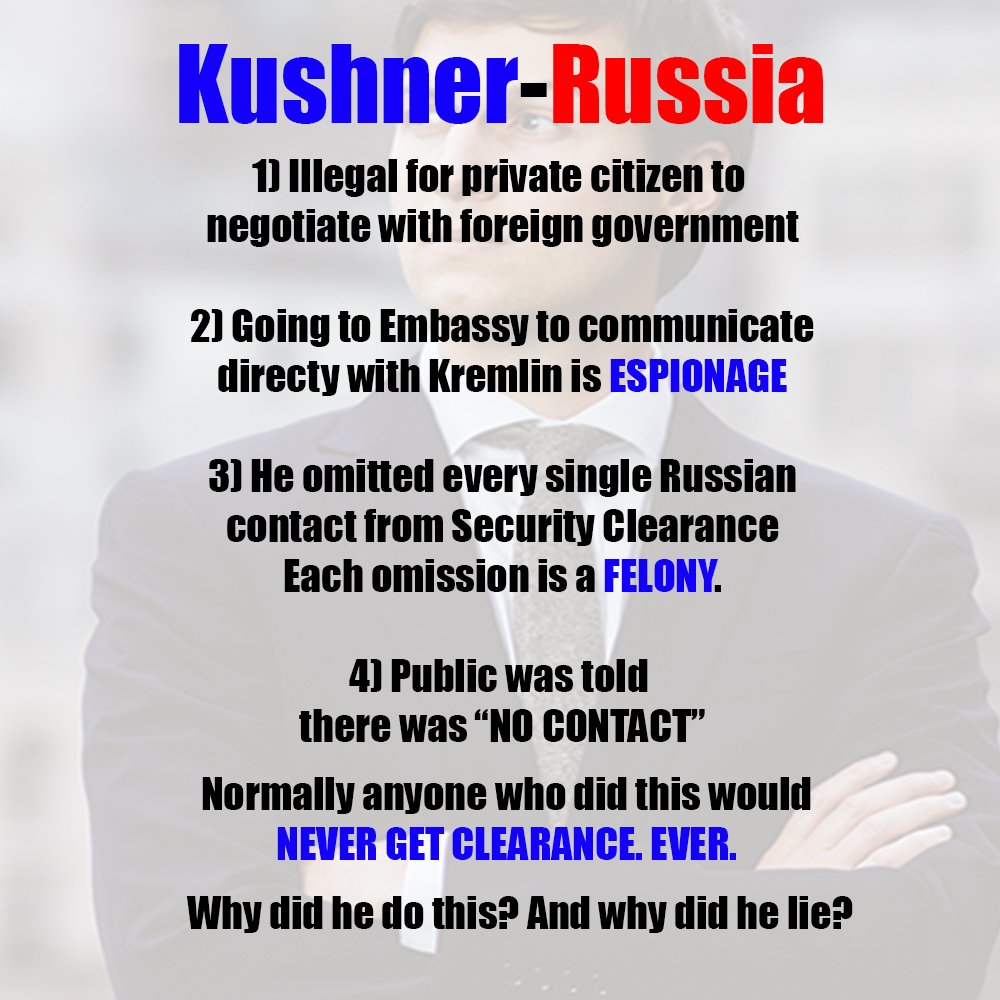 @tedlieu #LockHimUp
#treasonweasel #kushnerrussia 

Why is he still in the WH and getting his own security briefings? 
#WhatWillItTake