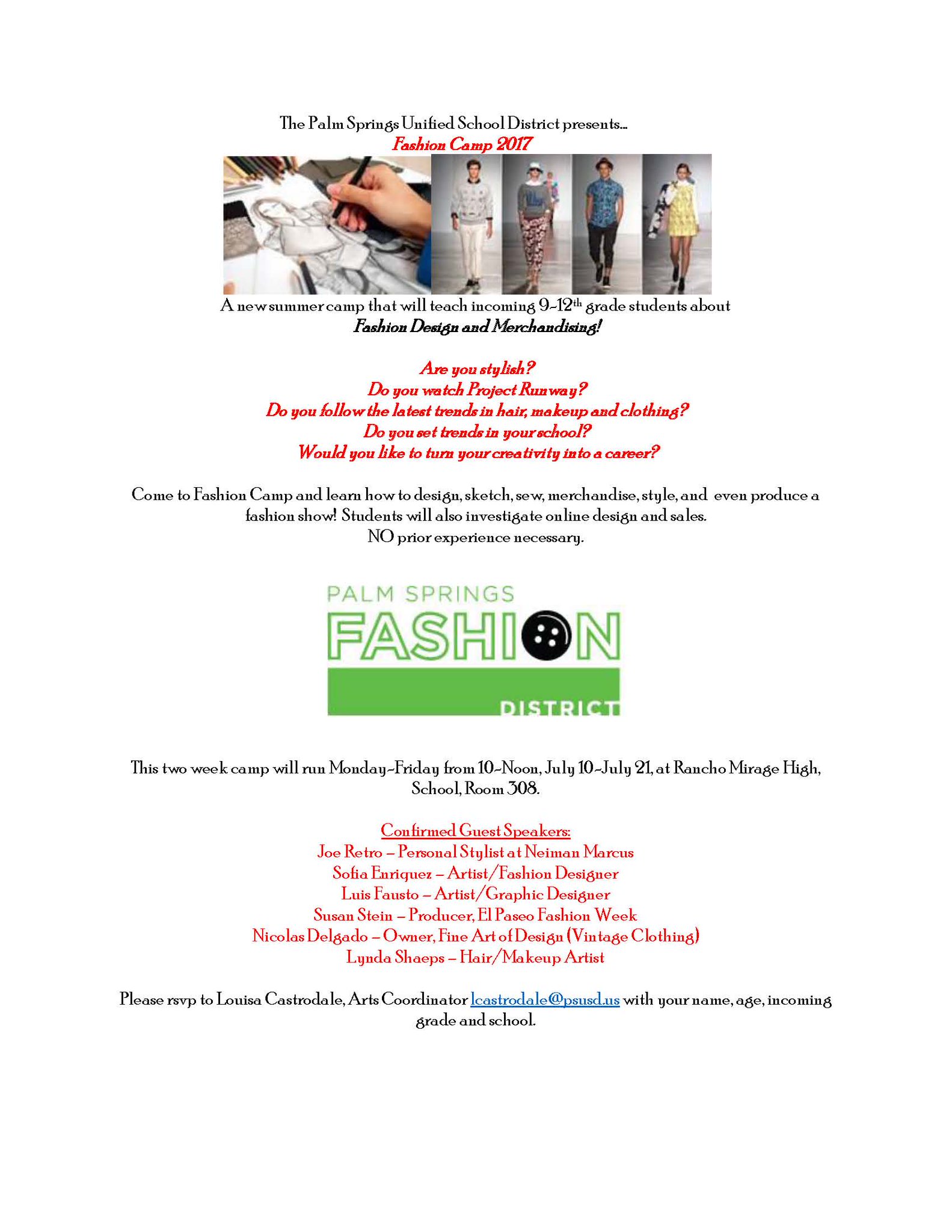 Palm Springs Usd On Twitter Psusd S First Ever Fashion Camp Sign