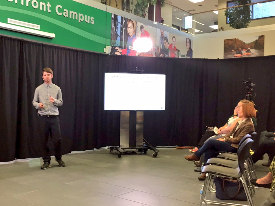 StartupOttVall's tweet photo. And finally, #LotusCityMedia with a services subscription pitch #PitchNights @Startup_Canada @TruShieldIns @AlgonquinOV https://t.co/ROvVejEL1E